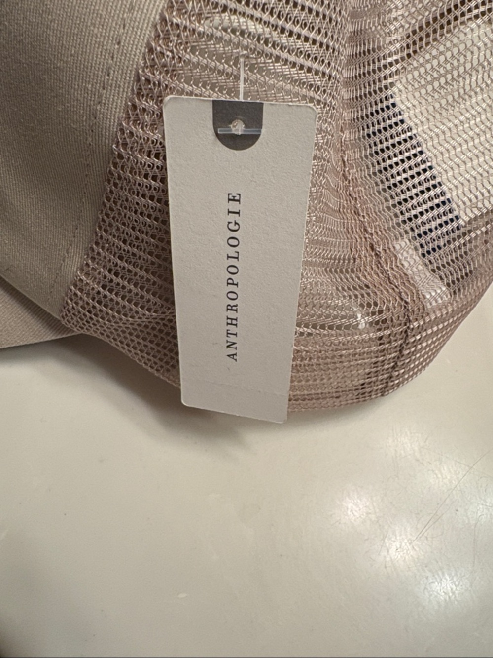 Anthropology Ciao Bella Graphic Trucker Hat - Beige with Navy & Coral NWT - Picture 6 of 6